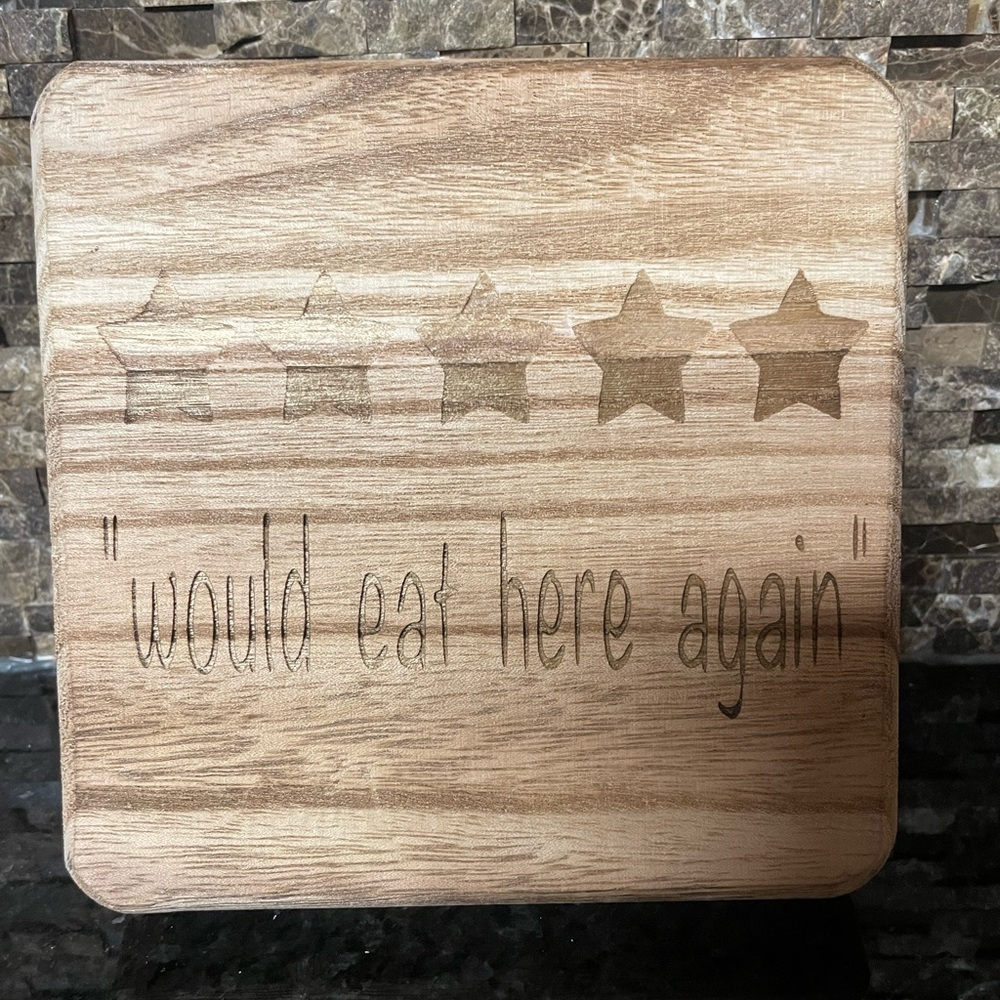 Laser engraved wooden stand with legs